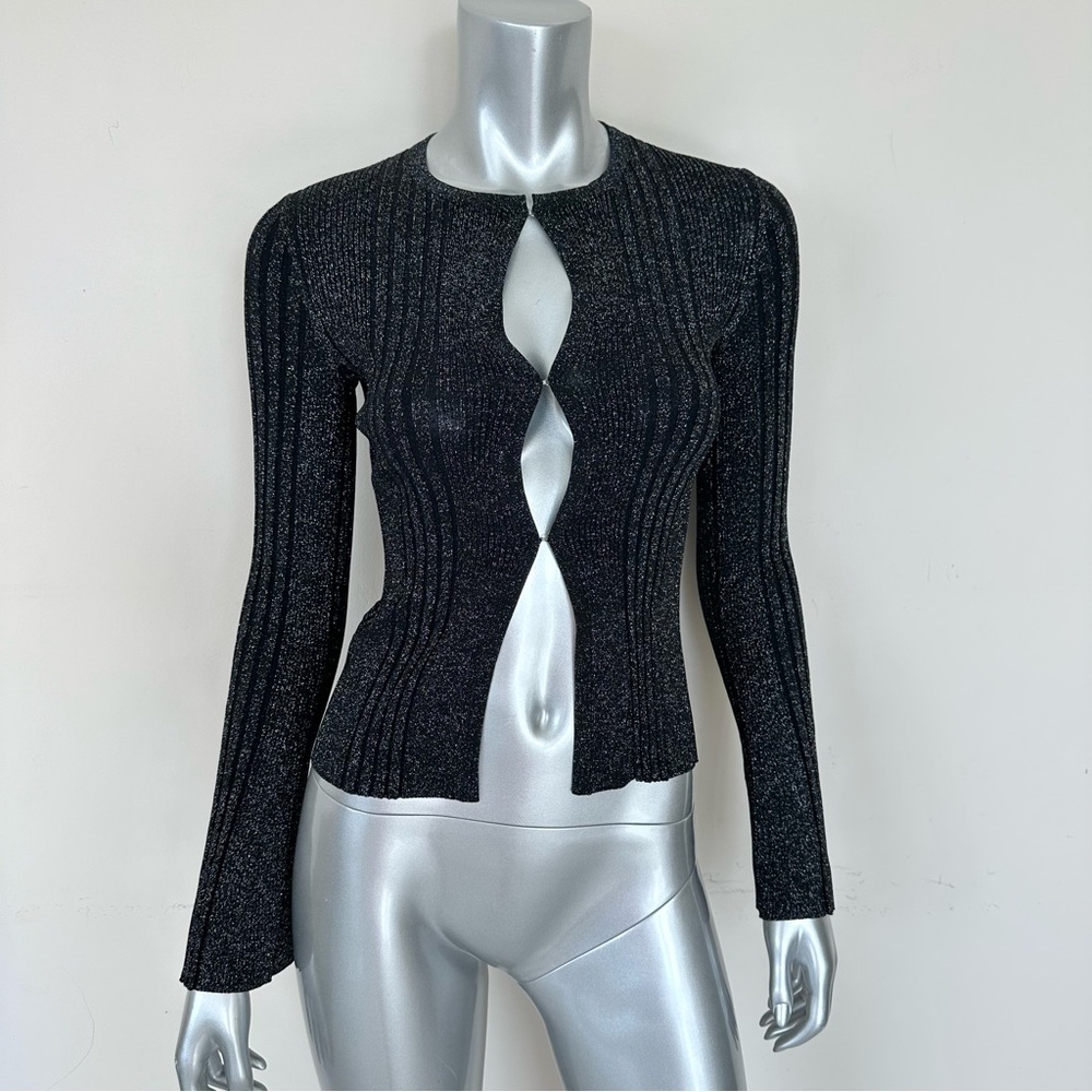 NWT!!! Solid and striped shimmer top size XS Retail 268$